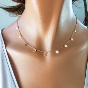 Minimalist 925 Sterling Silver Disc Necklace – Handmade Disc Necklace, Custom Length, Layering, Gift for Her