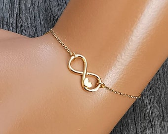 Delicate bracelet or anklet with an infinity sign, 925 sterling silver bracelet, real silver jewelry | AD35 .