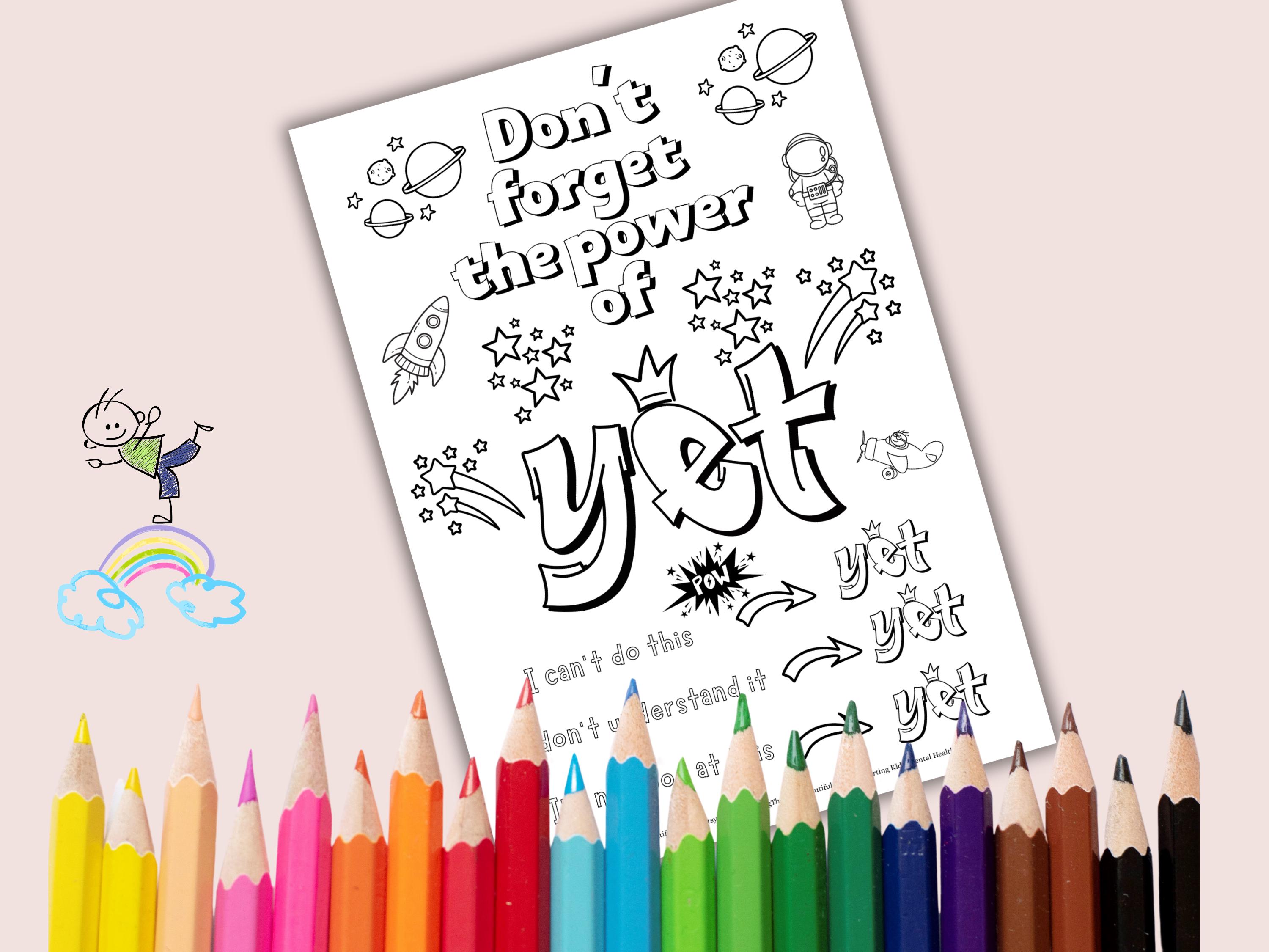 Growth Mindset Coloring Page: Power of Yet, SEL Activity (PDF Download ...