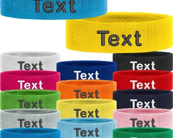 Personalisiertes Stirnband bestickt mit Name | Schweißband Sport Headband Unisex | Tennis Fitness Gym Joggen Stirnband individuell weich