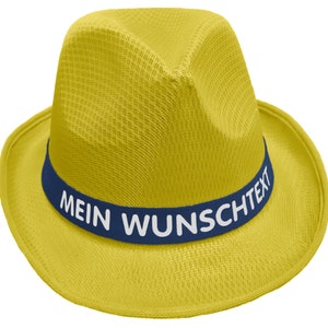 Mafia hat printed with desired text/name on colored hat band Mallorca party sun hat party hat JGA bachelor party Father's Day Oktoberfest Dunkelblau