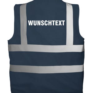 Chaleco de alta visibilidad personalizado con texto | Chaleco de seguridad estampado | Chaleco reflectante para seguridad, obras, festivales, despedidas de soltero/a, trabajo, discotecas Navy