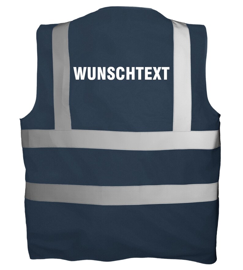 Chaleco de alta visibilidad personalizado con texto | Chaleco de seguridad estampado | Chaleco reflectante para seguridad, obras, festivales, despedidas de soltero/a, trabajo, discotecas Navy