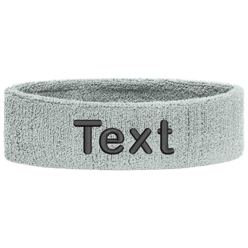 Personalized headband embroidered with name | Unisex sports sweatband headband | Tennis, fitness, gym, jogging headband, individually soft Light Grey