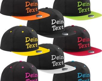 Snapback Basecap Baseball Cap bestickt mit Ihrem Namen / Wunschtext Mütze Cappy