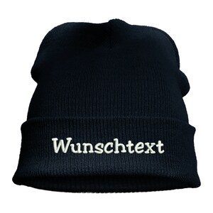 Strickmütze Leisure Beanie Mütze Herbst Wintermütze Mütze bestickt mit Name oder Wunschtext Black