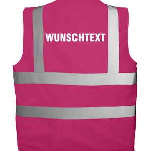 Chaleco de alta visibilidad personalizado con texto | Chaleco de seguridad estampado | Chaleco reflectante para seguridad, obras, festivales, despedidas de soltero/a, trabajo, discotecas Raspberry