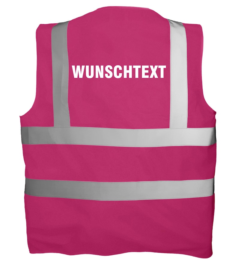 Chaleco de alta visibilidad personalizado con texto | Chaleco de seguridad estampado | Chaleco reflectante para seguridad, obras, festivales, despedidas de soltero/a, trabajo, discotecas Raspberry