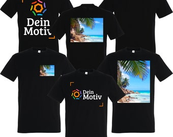 T-shirt printed with your desired design in full-color digital print, photo print, logo print