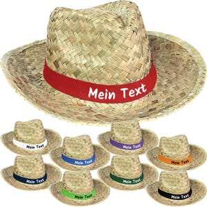 Personalized straw hat with custom text – summer hat with colored hatband, unisex beach & event hat for bachelorette parties, promotional hat, party hat