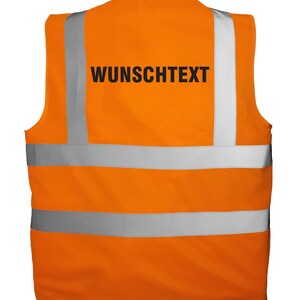 Chaleco de alta visibilidad personalizado con texto | Chaleco de seguridad estampado | Chaleco reflectante para seguridad, obras, festivales, despedidas de soltero/a, trabajo, discotecas Hi-Vis Orange
