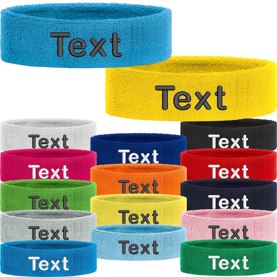 Personalisiertes Stirnband bestickt mit Name | Schweißband Sport Headband Unisex | Tennis Fitness Gym Joggen Stirnband individuell weich