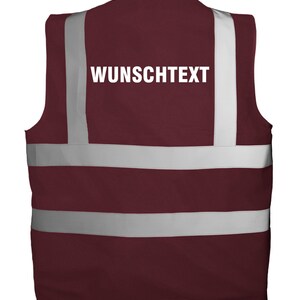 Chaleco de alta visibilidad personalizado con texto | Chaleco de seguridad estampado | Chaleco reflectante para seguridad, obras, festivales, despedidas de soltero/a, trabajo, discotecas Maroon