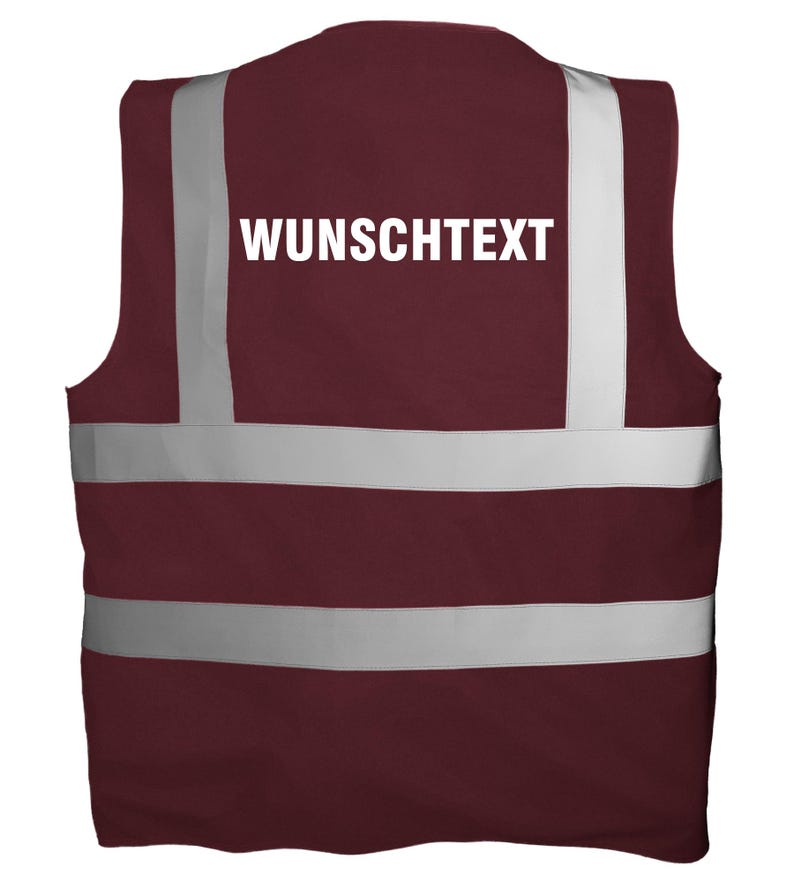 Chaleco de alta visibilidad personalizado con texto | Chaleco de seguridad estampado | Chaleco reflectante para seguridad, obras, festivales, despedidas de soltero/a, trabajo, discotecas Maroon