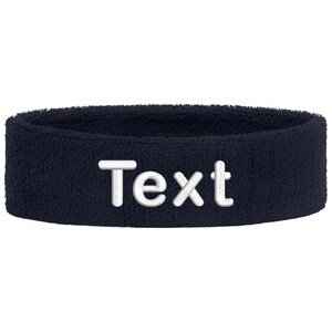 Personalized headband embroidered with name | Unisex sports sweatband headband | Tennis, fitness, gym, jogging headband, individually soft Navy