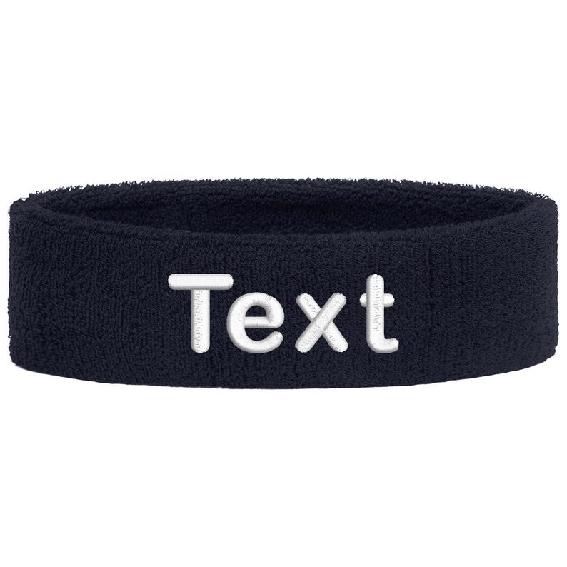 Personalized headband embroidered with name | Unisex sports sweatband headband | Tennis, fitness, gym, jogging headband, individually soft Navy