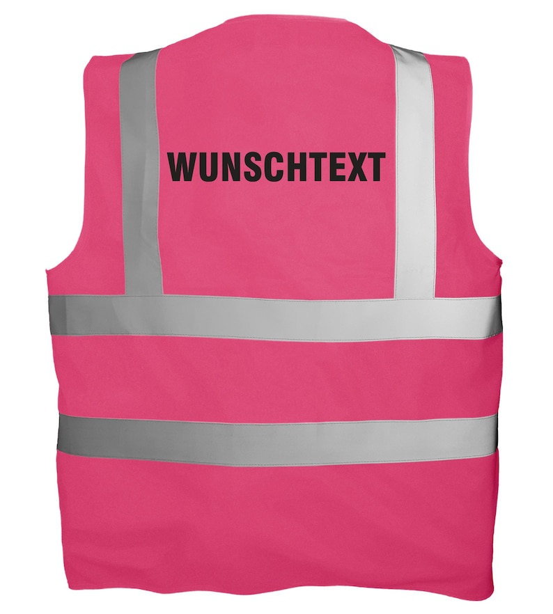 Chaleco de alta visibilidad personalizado con texto | Chaleco de seguridad estampado | Chaleco reflectante para seguridad, obras, festivales, despedidas de soltero/a, trabajo, discotecas Pink
