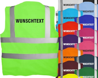 Personalisierte Warnweste mit Text | Sicherheitsweste bedruckt | Reflektor Weste für Security, Baustelle, Festival, JGA, Arbeit, Verein,
