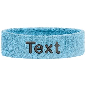 Personalized headband embroidered with name | Unisex sports sweatband headband | Tennis, fitness, gym, jogging headband, individually soft Light Blue