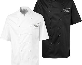 Chef's jacket short sleeves embroidered with desired text grilling cooking baking jacket for chef kitchen