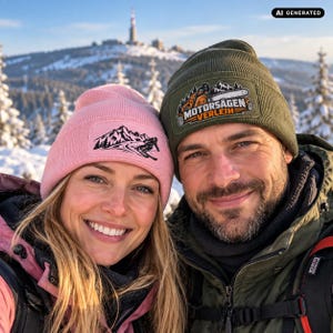 Personalisierte Patch Beanie – Strickmütze mit deinem Logo, Motiv oder Foto bedruckt