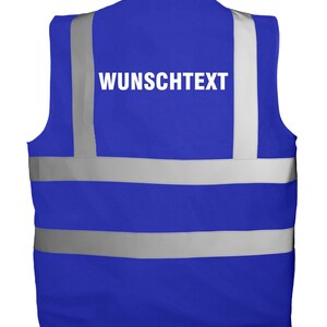 Chaleco de alta visibilidad personalizado con texto | Chaleco de seguridad estampado | Chaleco reflectante para seguridad, obras, festivales, despedidas de soltero/a, trabajo, discotecas Royal Blue
