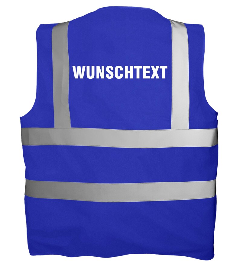 Chaleco de alta visibilidad personalizado con texto | Chaleco de seguridad estampado | Chaleco reflectante para seguridad, obras, festivales, despedidas de soltero/a, trabajo, discotecas Royal Blue