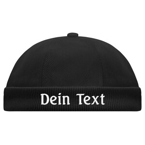 Chef Cap Docker Cap bestickt mit Name oder Wunschtext Mütze Herbst Winter Seemannsmütze Fischermütze Biker Schwarz