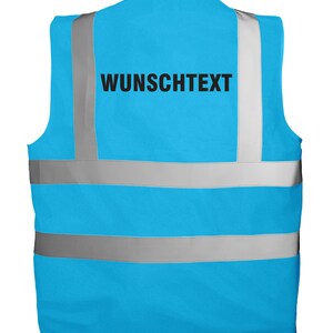 Chaleco de alta visibilidad personalizado con texto | Chaleco de seguridad estampado | Chaleco reflectante para seguridad, obras, festivales, despedidas de soltero/a, trabajo, discotecas Sapphire