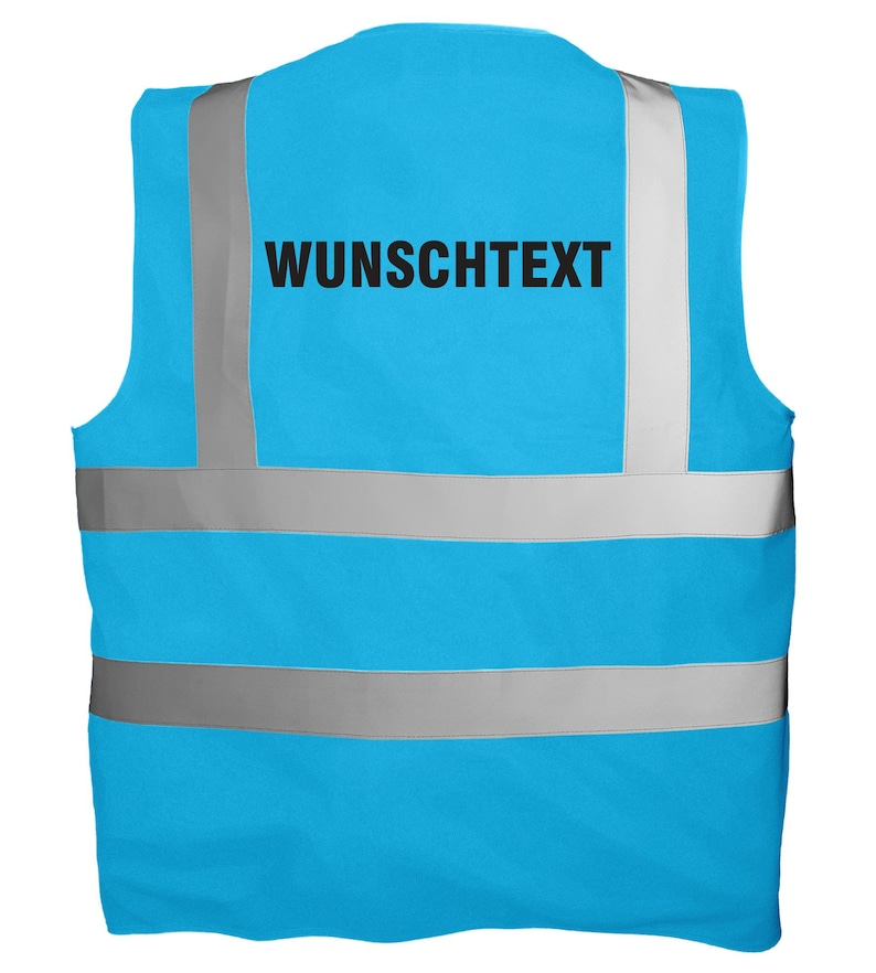 Chaleco de alta visibilidad personalizado con texto | Chaleco de seguridad estampado | Chaleco reflectante para seguridad, obras, festivales, despedidas de soltero/a, trabajo, discotecas Sapphire