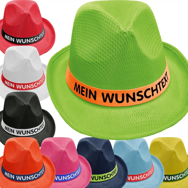 Mafia hat printed with desired text/name on colored hat band Mallorca party sun hat party hat JGA bachelor party Father's Day Oktoberfest image 1