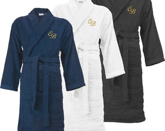 Organic bathrobe embroidered with monogram Initial sauna gown dressing gown TH1350