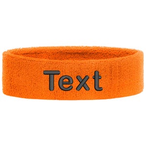 Personalized headband embroidered with name | Unisex sports sweatband headband | Tennis, fitness, gym, jogging headband, individually soft Orange