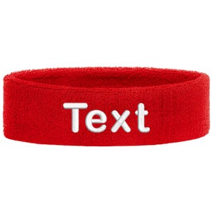 Personalized headband embroidered with name | Unisex sports sweatband headband | Tennis, fitness, gym, jogging headband, individually soft Red