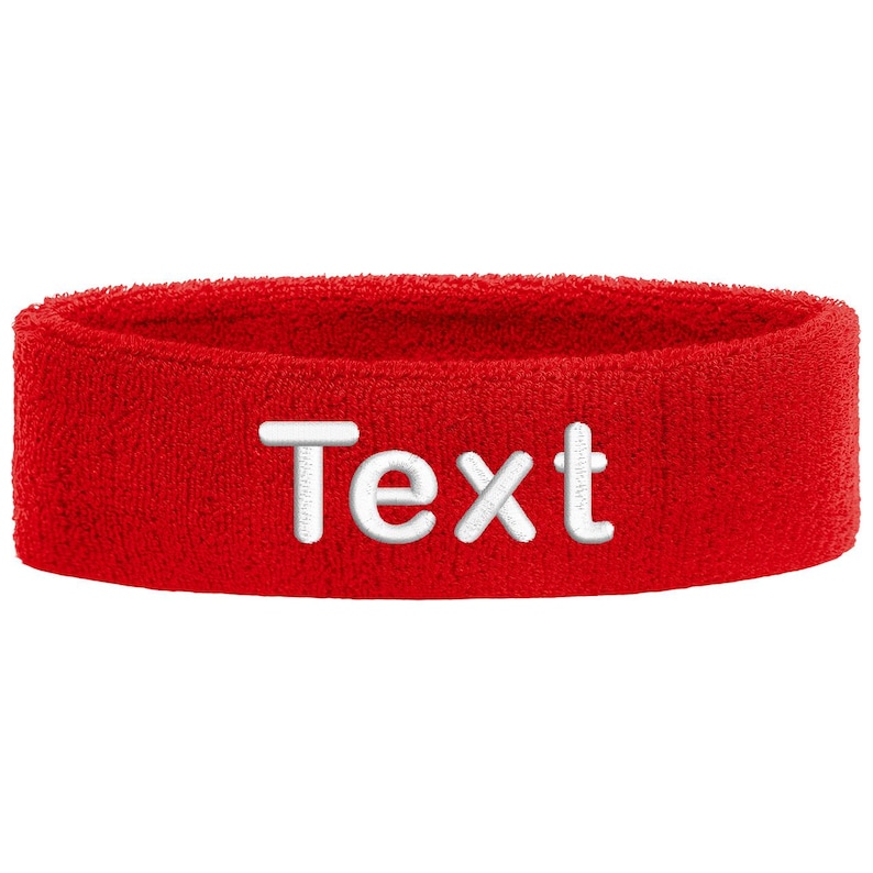 Personalized headband embroidered with name | Unisex sports sweatband headband | Tennis, fitness, gym, jogging headband, individually soft Red