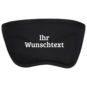 Könnte beinhalten: Schwarze Schlafmaske mit weißem Text, der "Ihr Wunschtext" lautet.