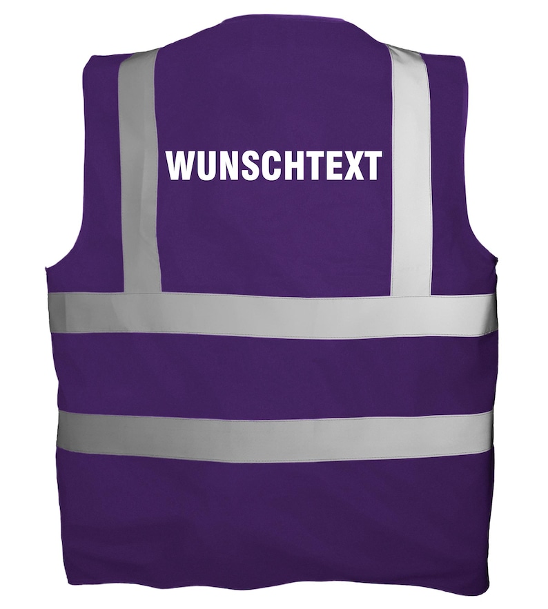 Chaleco de alta visibilidad personalizado con texto | Chaleco de seguridad estampado | Chaleco reflectante para seguridad, obras, festivales, despedidas de soltero/a, trabajo, discotecas Purple