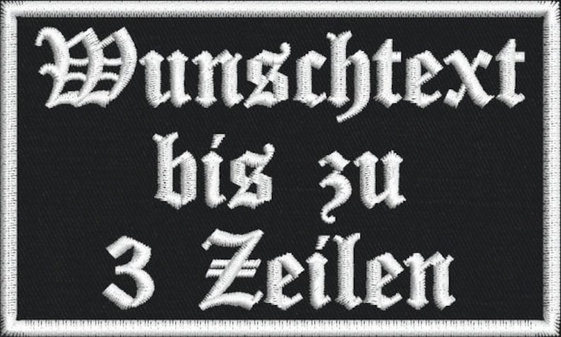 Rechteckiger Aufnäher / Patch bestickt mit Wunschtext Bild 4