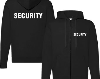 Kapuzenjacke Hoodie bedruckt mit Security / Ordner / Crew oder Sicherheit - Hooded Sweat Jacket Kapuzenshirt mit Reißverschluss