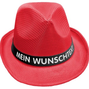 Mafia hat printed with desired text/name on colored hat band Mallorca party sun hat party hat JGA bachelor party Father's Day Oktoberfest Schwarz