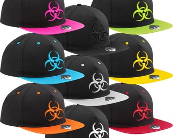 Casquette de baseball Snapback brodée avec motif Biohazard cap Cappy Cap Broderie Logo