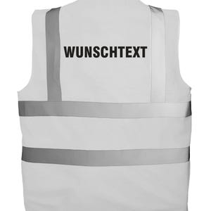 Chaleco de alta visibilidad personalizado con texto | Chaleco de seguridad estampado | Chaleco reflectante para seguridad, obras, festivales, despedidas de soltero/a, trabajo, discotecas White