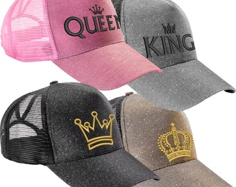 New York Sparkle Cap bestickt mit Motiv King / Queen / Krone Basecap RH090