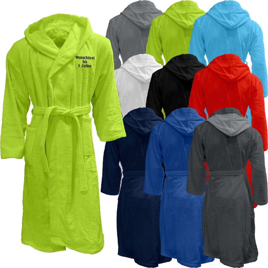 Fashion Bathrobe With Hood Embroidered With Desired Text Sauna Gown