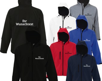 Softshelljacke mit Kapuze Replay bedruckt mit Ihrem Wunschtext Kapuzenjacke Wetterjacke 848