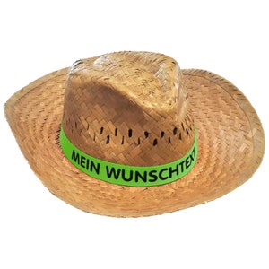 Straw hat dark printed with desired text / name on hat band Party Mallorca sun hat party hat bachelor party Father's Day Oktoberfest Hellgrün