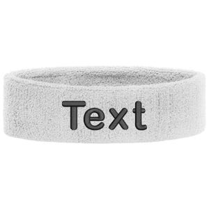 Personalized headband embroidered with name | Unisex sports sweatband headband | Tennis, fitness, gym, jogging headband, individually soft White