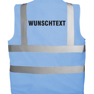 Chaleco de alta visibilidad personalizado con texto | Chaleco de seguridad estampado | Chaleco reflectante para seguridad, obras, festivales, despedidas de soltero/a, trabajo, discotecas Sky Blue