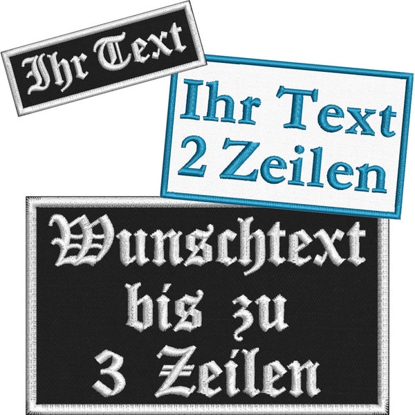 Rechteckiger Aufnäher / Patch bestickt mit Wunschtext