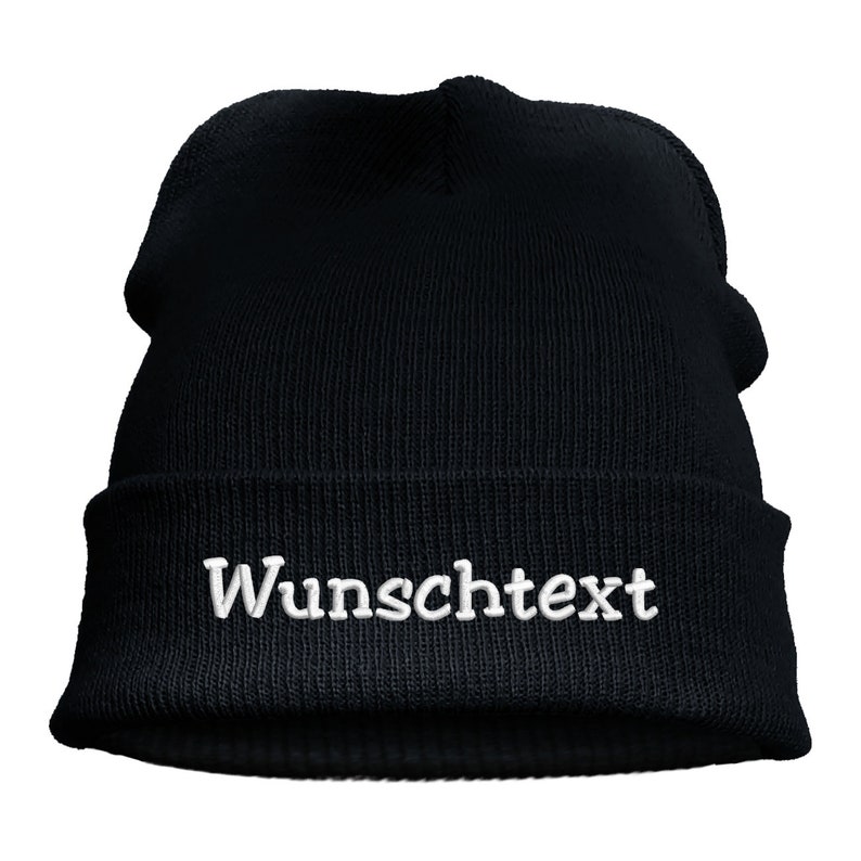 Strickmütze Leisure Beanie Mütze Herbst Wintermütze Mütze bestickt mit Name oder Wunschtext Dark Navy